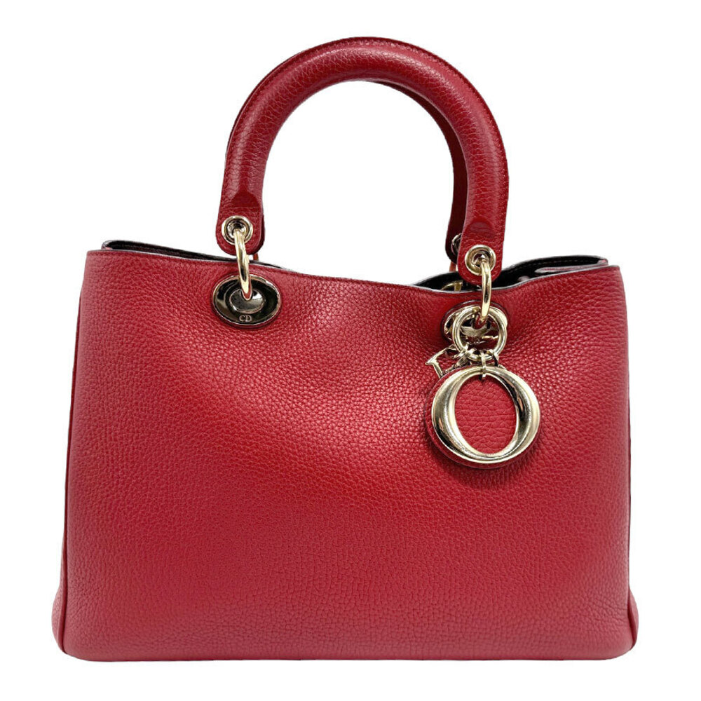 Christian Dior 2way Shoulder Bag Diorissimo leather red gold